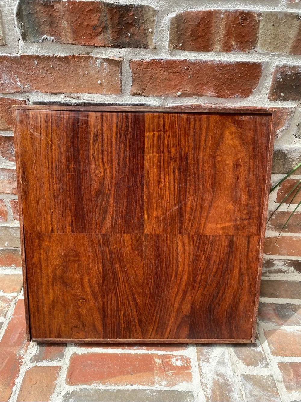 Vintage Crate&Barrel Shesham Wood Quadrant Tray in Brown 18x18